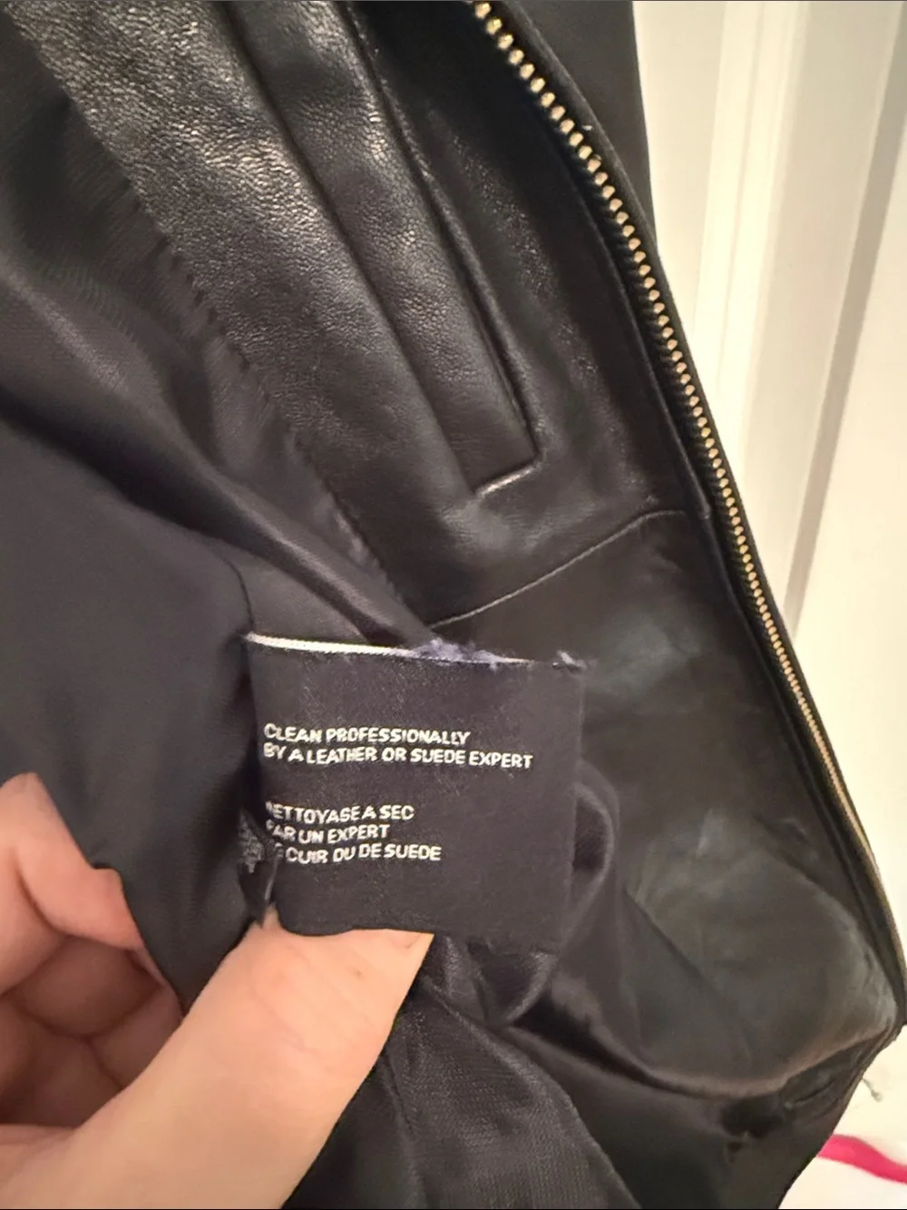 Cole Haan Men's Dark Brown Leather Zip-Up Bomber Jacket